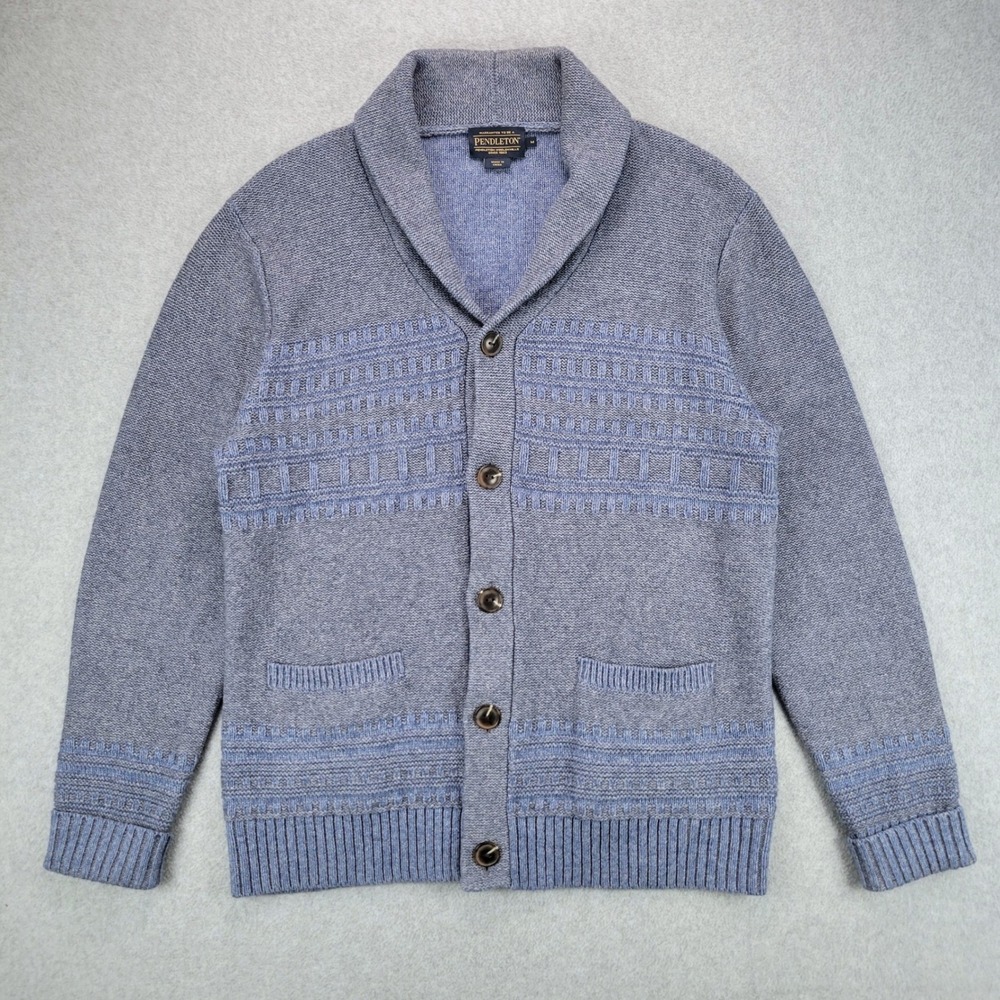 Pendleton Cardigan Men M Thomas Kay Wool Blend Shawl Buffalo Skull Southwest
